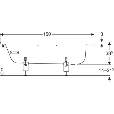 Click Here To Enlarge This Photo Of Twyford Celtic Rectangular Bathtub 150cm x 70cm 137L Capacity with Handles - BS1472WH