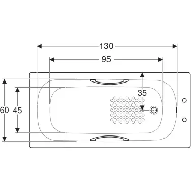 Click Here To Enlarge This Photo Of Twyford Celtic Rectangular Bathtub 150cm x 70cm 137L Capacity with Handles - BS1472WH