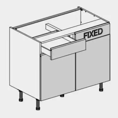 Click Here To Enlarge This Photo Of Kitchen Kit J-Pull Flatpack 1000 LH Drawerline Base Kitchen Cabinet Gloss Graphite with White Cabinet - FKKJ0479