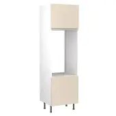 Kitchen Kit J-Pull Flatpack 600 Double Oven Housing Gloss Cashmere with White Cabinet - FKKJ0121