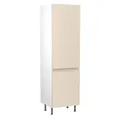 Kitchen Kit J-Pull Flatpack 600 Fridge and Freezer Housing Gloss Cashmere with White Cabinet - FKKJ0122