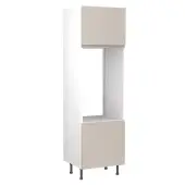 Kitchen Kit J-Pull Flatpack 600 Double Oven Housing Gloss Light Grey with White Cabinet - FKKJ0221