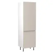 Kitchen Kit J-Pull Flatpack 600 Fridge and Freezer Housing Gloss Light Grey with White Cabinet - FKKJ0222