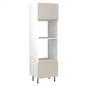 Kitchen Kit J-Pull Flatpack 600 Oven and Microwave Housing Gloss Light Grey with White Cabinet - FKKJ0232