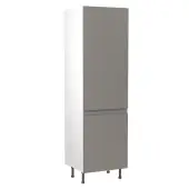 Kitchen Kit J-Pull Flatpack 600 Fridge and Freezer Housing Gloss Dust Grey with White Cabinet - FKKJ0322