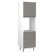 Kitchen Kit J-Pull Flatpack 600 Single Oven Housing Gloss Dust Grey with White Cabinet - FKKJ0331