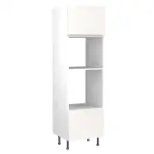 Kitchen Kit J-Pull Flatpack 600 Oven and Microwave Housing Matt White with White Cabinet - FKKJ0532