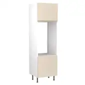 Kitchen Kit J-Pull Flatpack 600 Double Oven Housing Matt Cashmere with White Cabinet - FKKJ0621
