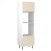 Kitchen Kit J-Pull Flatpack 600 Oven and Microwave Housing Matt Cashmere with White Cabinet - FKKJ0632