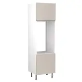 Kitchen Kit J-Pull Flatpack 600 Double Oven Housing Matt Light Grey with White Cabinet - FKKJ0721