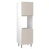 Kitchen Kit J-Pull Flatpack 600 Single Oven Housing Matt Light Grey with White Cabinet - FKKJ0731
