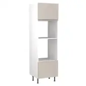 Kitchen Kit J-Pull Flatpack 600 Oven and Microwave Housing Matt Light Grey with White Cabinet - FKKJ0732