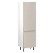 Kitchen Kit J-Pull Flatpack 600 Larder Cabinet Matt Light Grey with White Cabinet - FKKJ0734