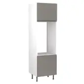 Kitchen Kit J-Pull Flatpack 600 Double Oven Housing Matt Dust Grey with White Cabinet - FKKJ0821