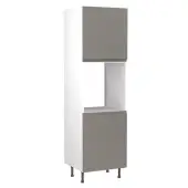 Kitchen Kit J-Pull Flatpack 600 Single Oven Housing Matt Dust Grey with White Cabinet - FKKJ0831