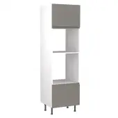 Kitchen Kit J-Pull Flatpack 600 Oven and Microwave Housing Matt Dust Grey with White Cabinet - FKKJ0832