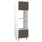 Kitchen Kit J-Pull Flatpack 600 Oven and Microwave Housing Matt Graphite with White Cabinet - FKKJ0932