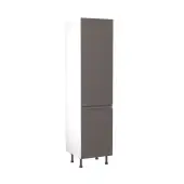 Kitchen Kit J-Pull Flatpack 500 Larder Cabinet Gloss Graphite with White Cabinet - FKKJ0420