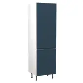 Kitchen Kit J-Pull Flatpack 600 Fridge and Freezer Housing Matt Indigo Blue with White Cabinet - FKKJ1322