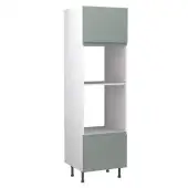 Kitchen Kit J-Pull Flatpack 600 Oven and Microwave Housing Matt Sage Green with White Cabinet - FKKJ1132