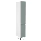 Kitchen Kit J-Pull Flatpack 300 Pull and Swing Larder Cabinet Matt Sage Green with White Cabinet - FKKJ1153