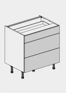 Click Here To Enlarge This Photo Of Kitchen Kit Slab Flatpack 800 3 Drawer Base Kitchen Cabinet Gloss Cashmere with Urban Oak Cabinet - FKUO3107