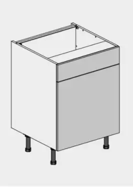 Click Here To Enlarge This Photo Of Kitchen Kit Slab Flatpack 600 Drawerline Base Kitchen Cabinet Matt Cashmere with Urban Oak Cabinet - FKUO3478